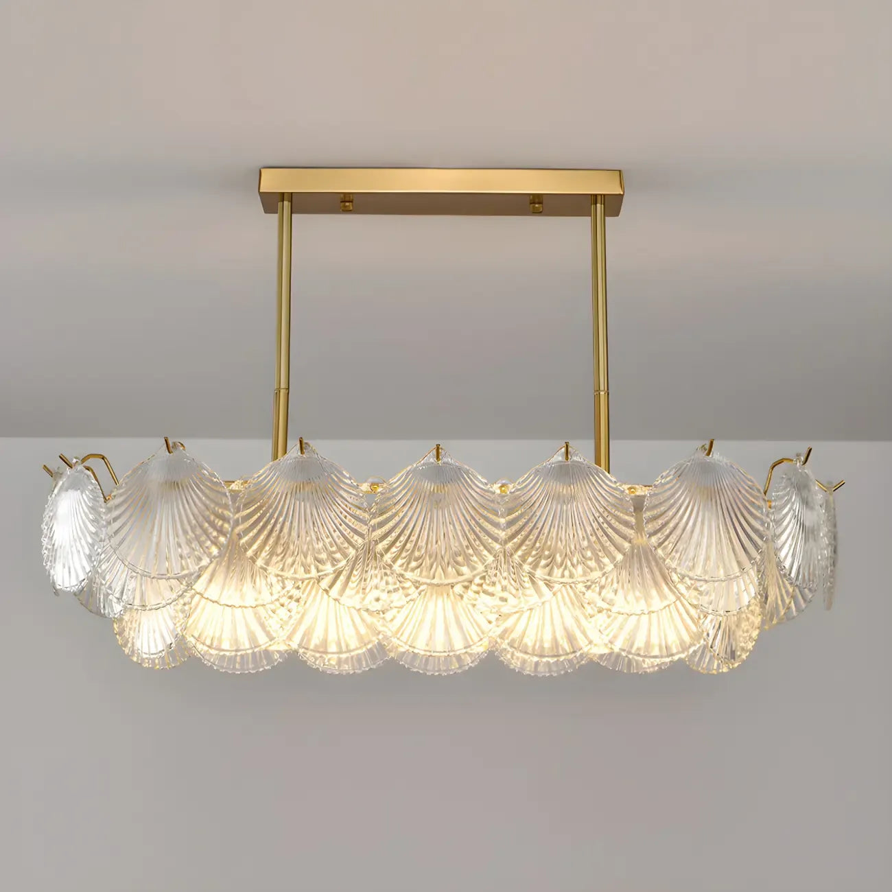 Suspension géométrique luxueuse en verre transparent pour îlot de cuisine