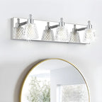 Applique da bagno a 3 luci in vetro trasparente moderno color argento