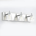 Applique da bagno a 3 luci in vetro trasparente moderno color argento