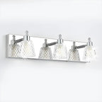 Applique da bagno a 3 luci in vetro trasparente moderno color argento