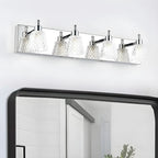 Applique da bagno a 3 luci in vetro trasparente moderno color argento