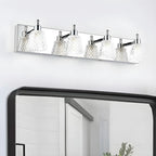 Applique da bagno a 3 luci in vetro trasparente moderno color argento