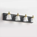 Applique da bagno a 3 luci in vetro trasparente moderno color argento