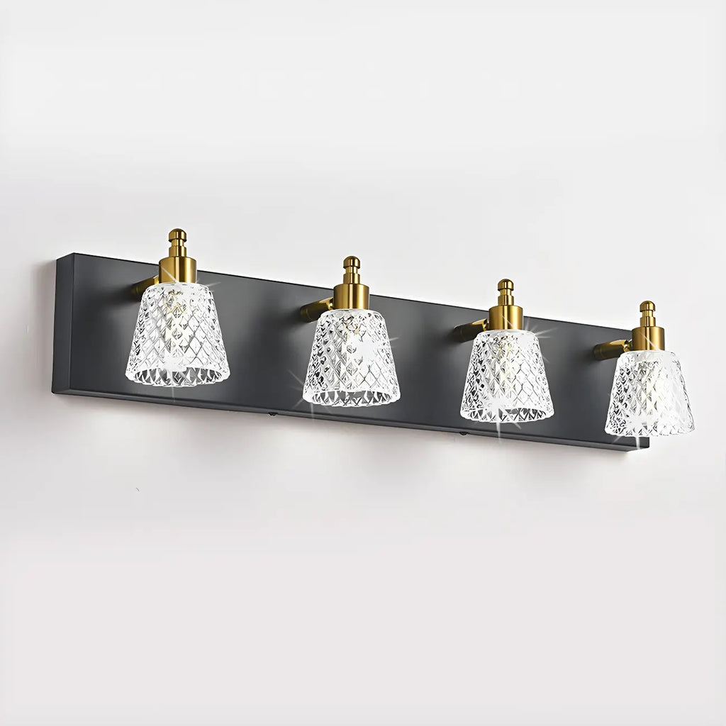 Applique da bagno a 3 luci in vetro trasparente moderno color argento