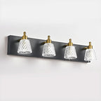 Applique da bagno a 3 luci in vetro trasparente moderno color argento