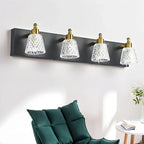 Applique da bagno a 3 luci in vetro trasparente moderno color argento