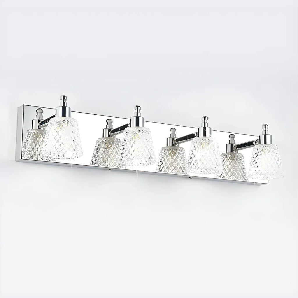 Applique da bagno a 3 luci in vetro trasparente moderno color argento