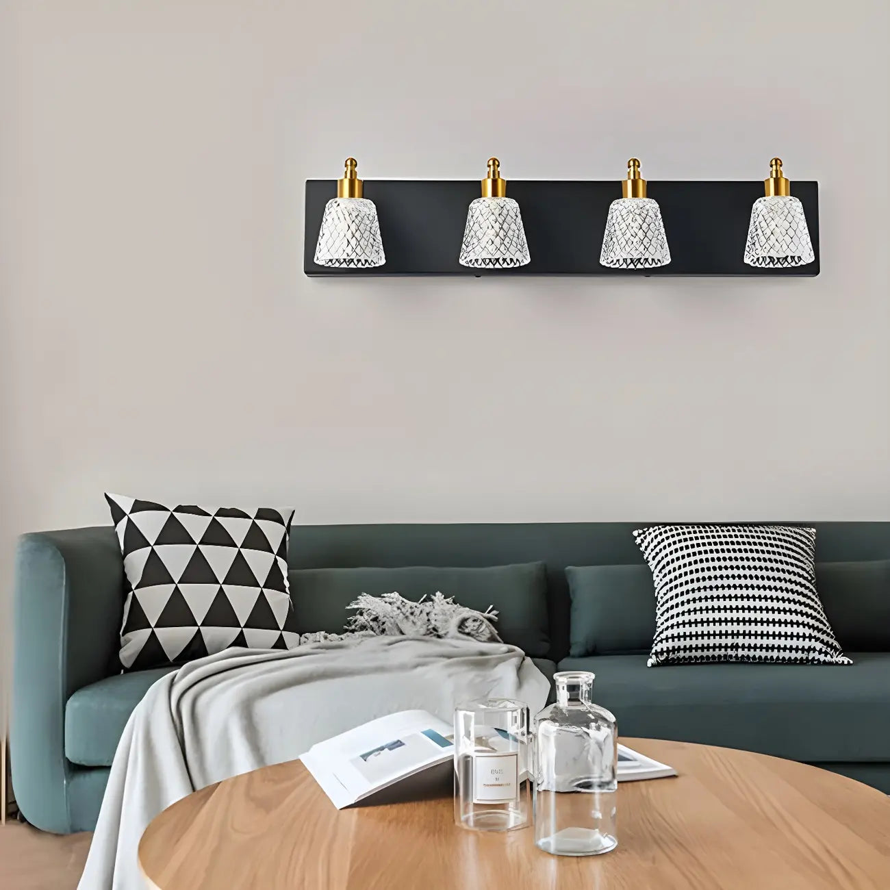 Applique da bagno a 3 luci in vetro trasparente moderno color argento