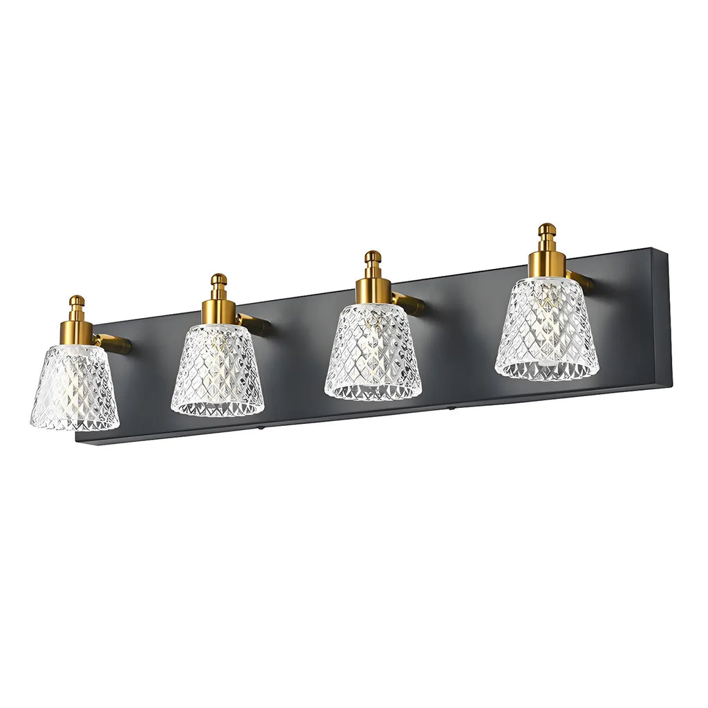 Applique da bagno a 3 luci in vetro trasparente moderno color argento