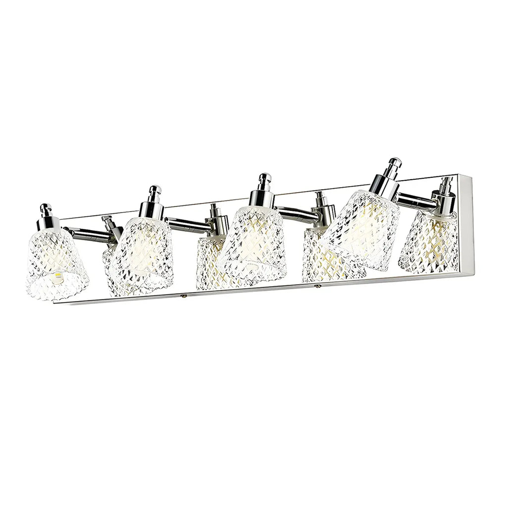 Applique da bagno a 3 luci in vetro trasparente moderno color argento