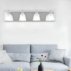 Applique da bagno a 3 luci in vetro trasparente moderno color argento