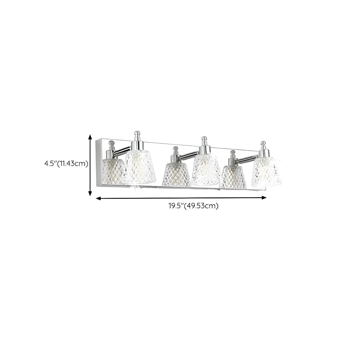Applique da bagno a 3 luci in vetro trasparente moderno color argento