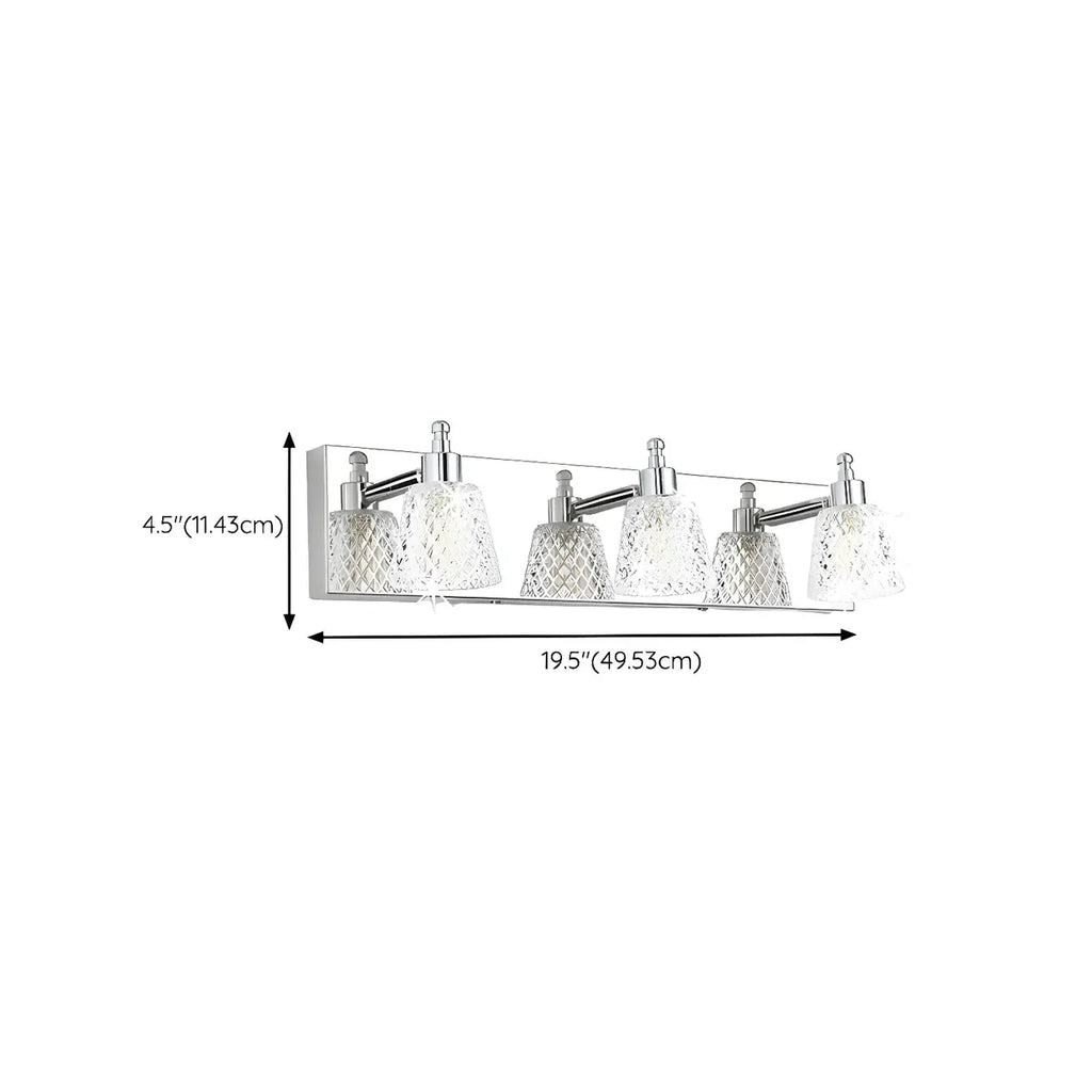 Applique da bagno a 3 luci in vetro trasparente moderno color argento
