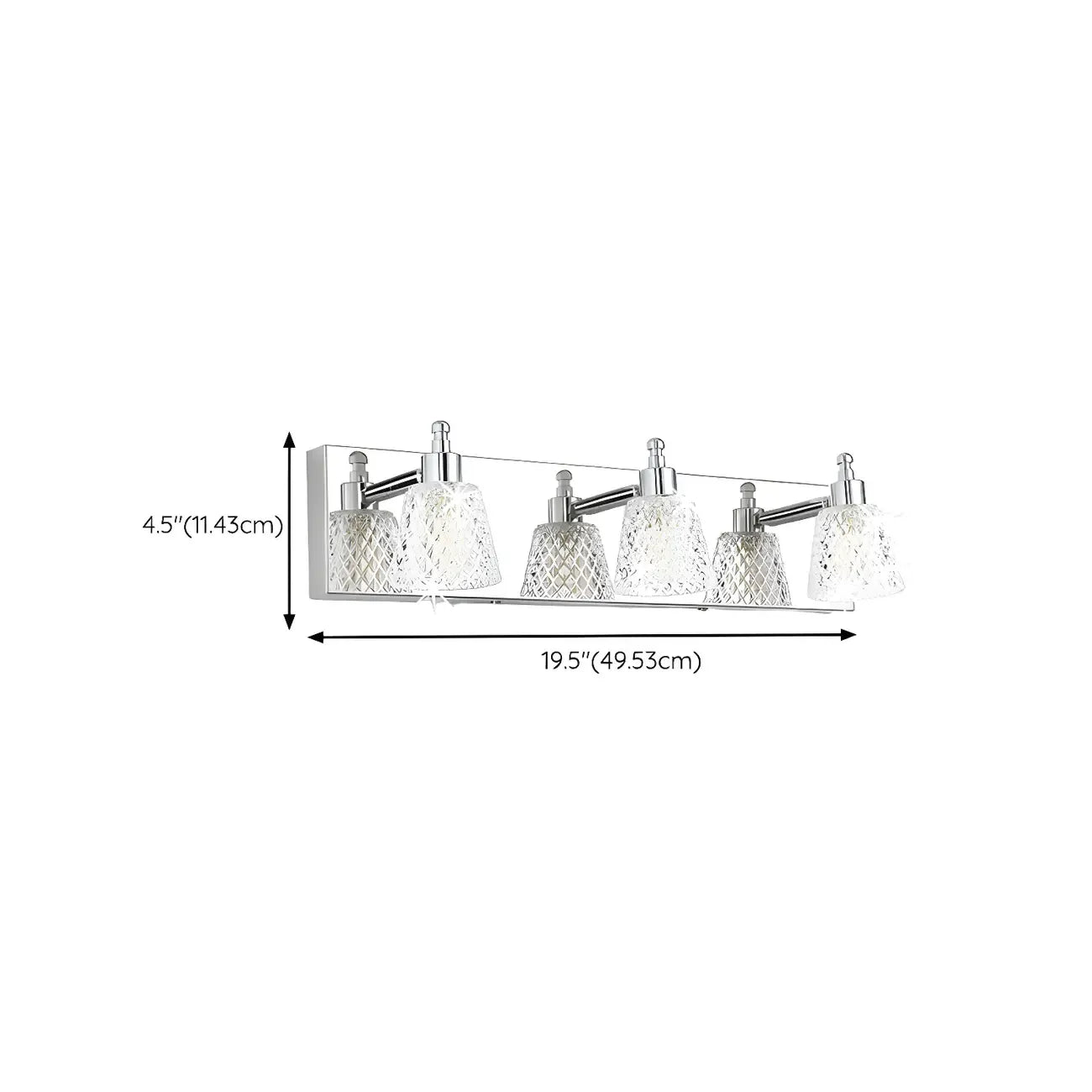Applique da bagno a 3 luci in vetro trasparente moderno color argento