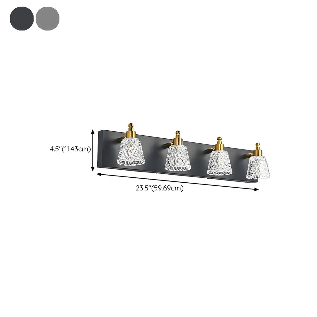 Applique da bagno a 3 luci in vetro trasparente moderno color argento
