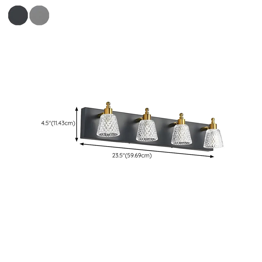 Applique da bagno a 3 luci in vetro trasparente moderno color argento