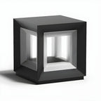 Lampe de plafond cubique d'ambiance en métal noir et verre transparent