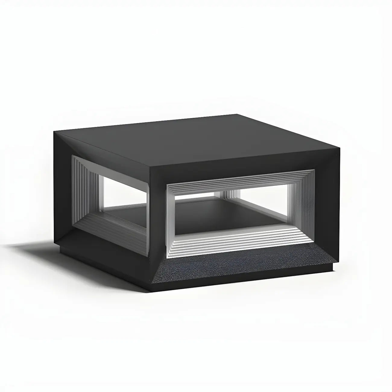 Lampe de plafond cubique d'ambiance en métal noir et verre transparent