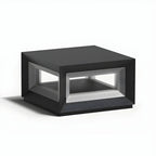 Lampe de plafond cubique d'ambiance en métal noir et verre transparent