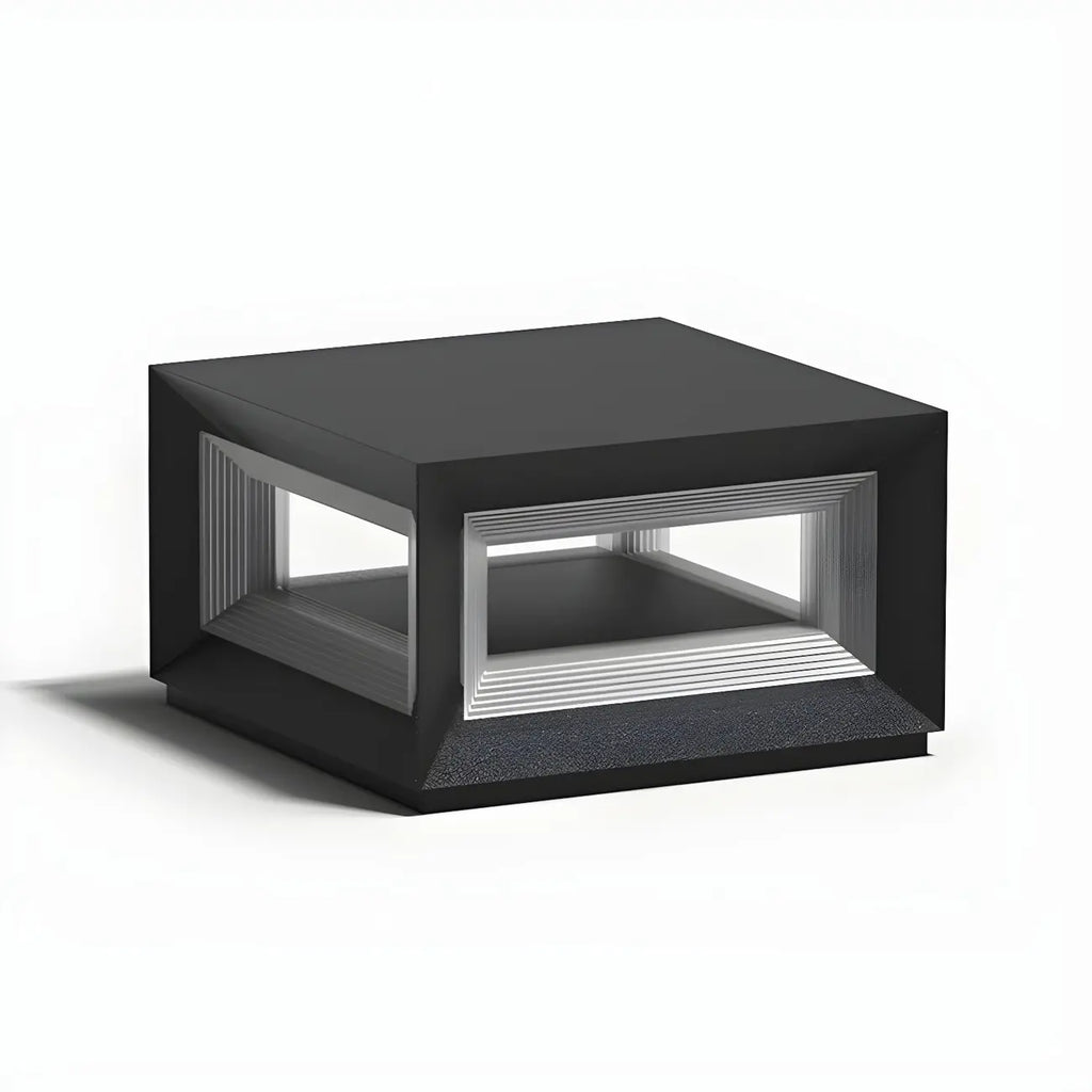 Lampe de plafond cubique d'ambiance en métal noir et verre transparent