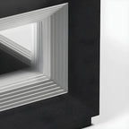 Lampe de plafond cubique d'ambiance en métal noir et verre transparent