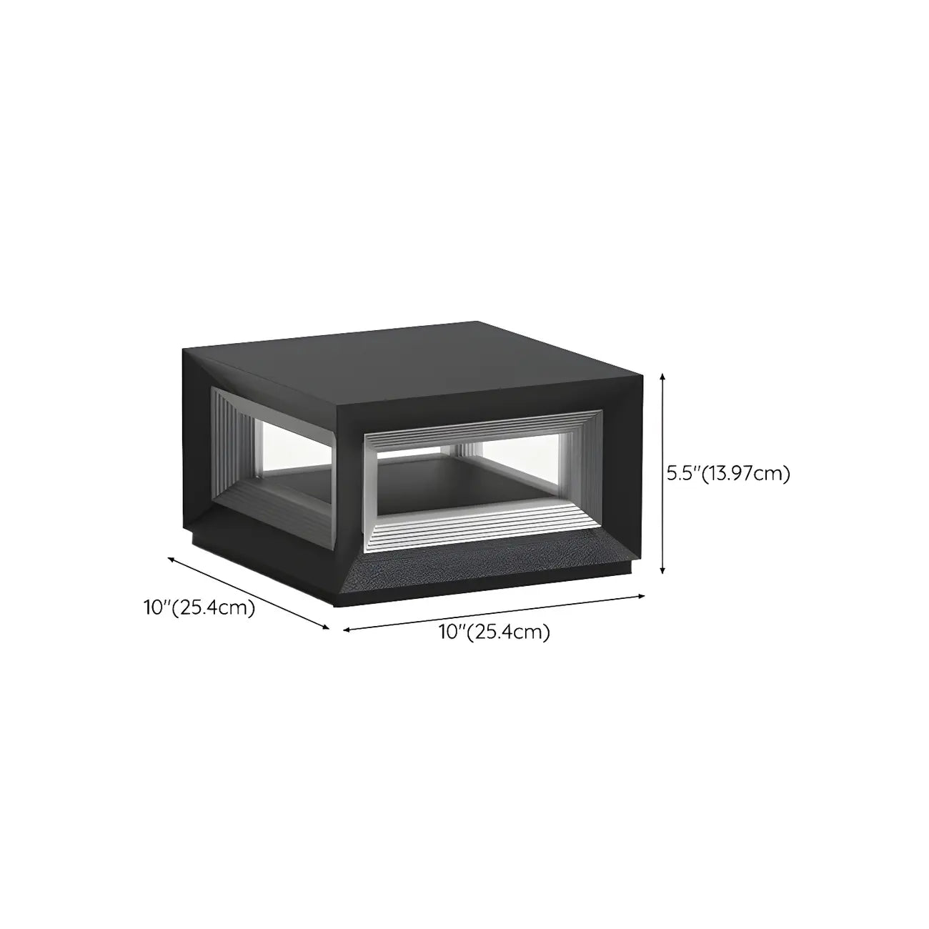 Lampe de plafond cubique d'ambiance en métal noir et verre transparent