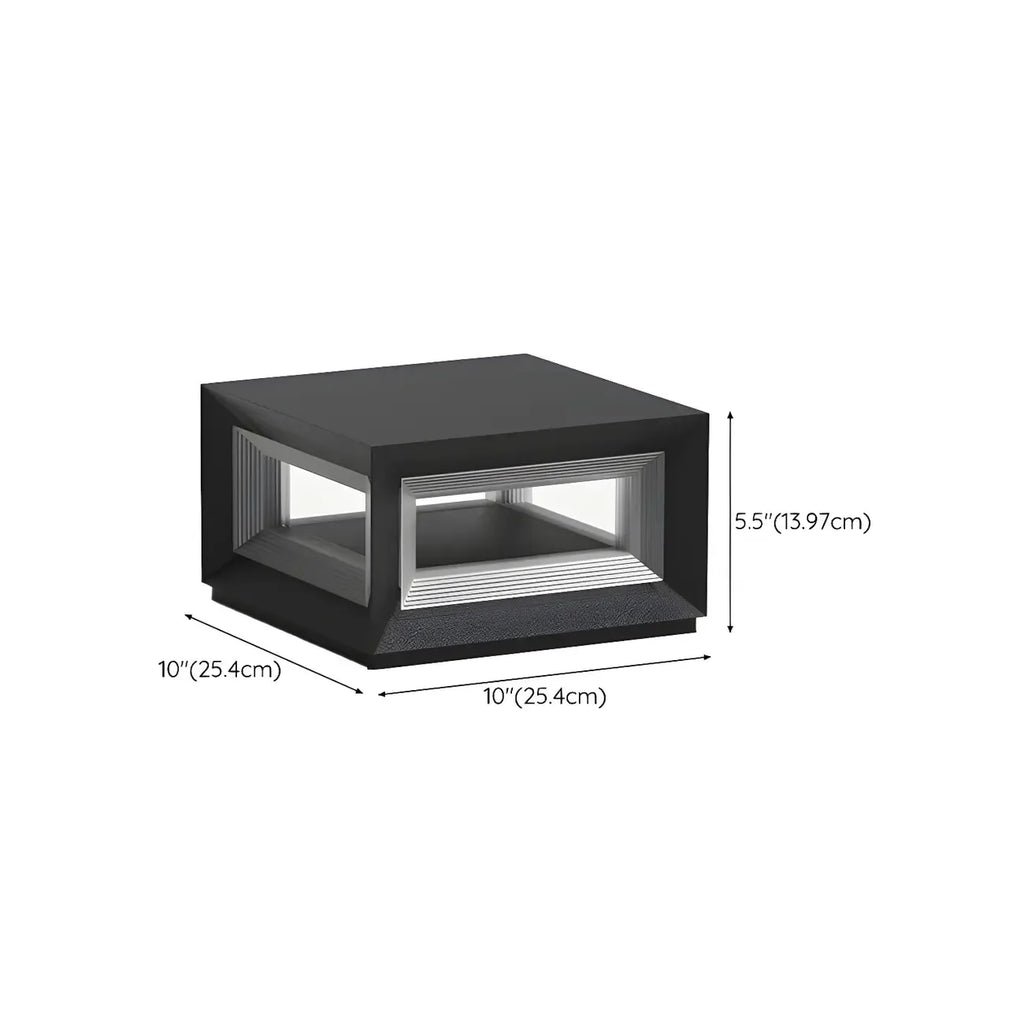 Lampe de plafond cubique d'ambiance en métal noir et verre transparent