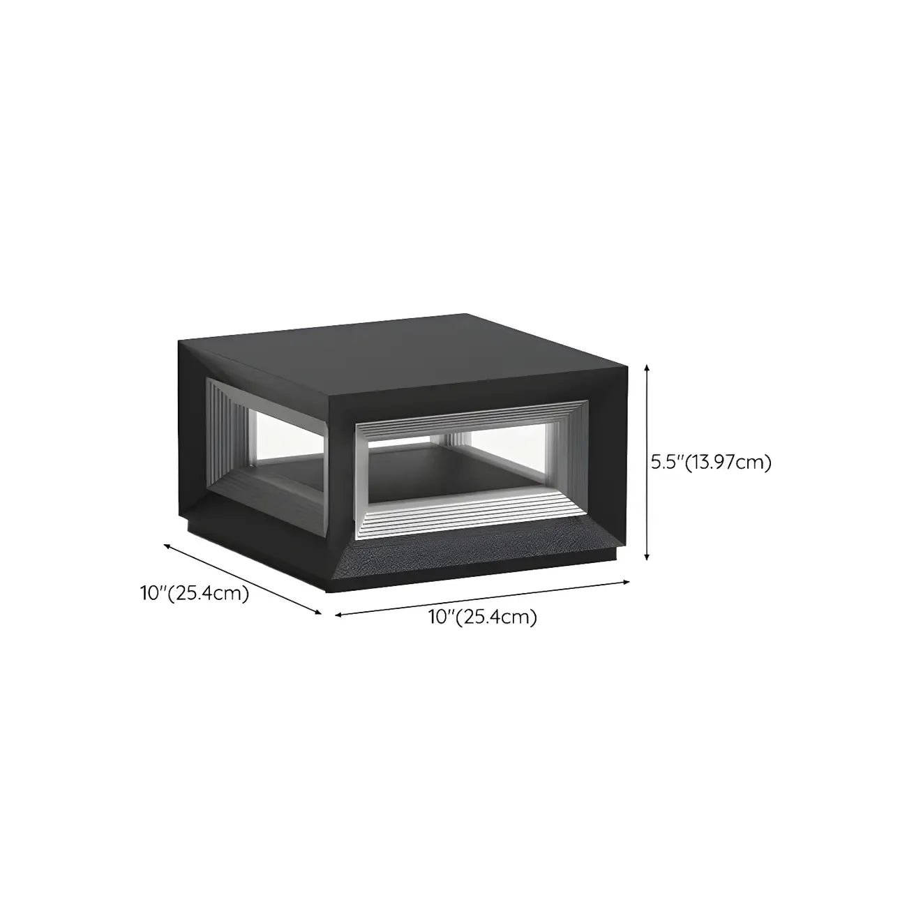 Lampe de plafond cubique d'ambiance en métal noir et verre transparent