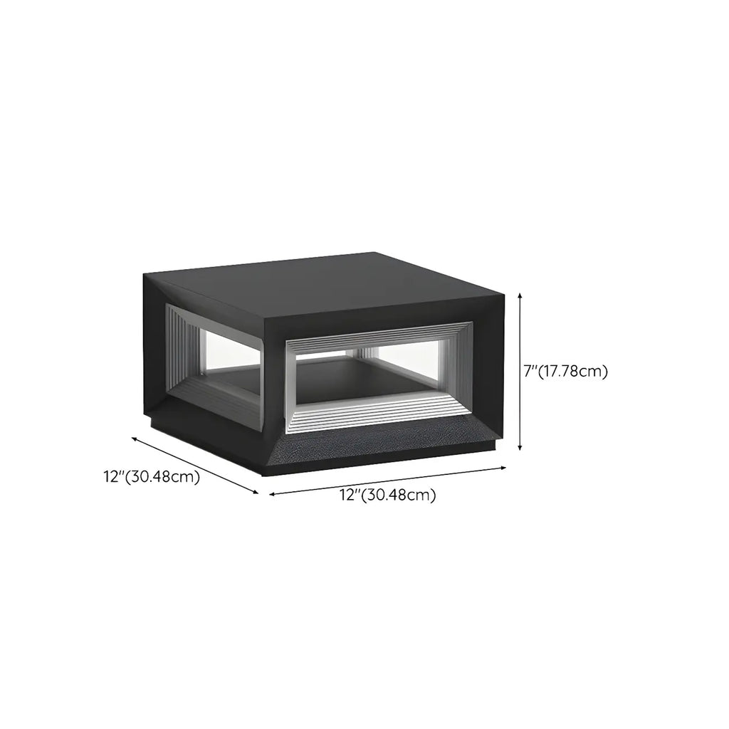 Lampe de plafond cubique d'ambiance en métal noir et verre transparent