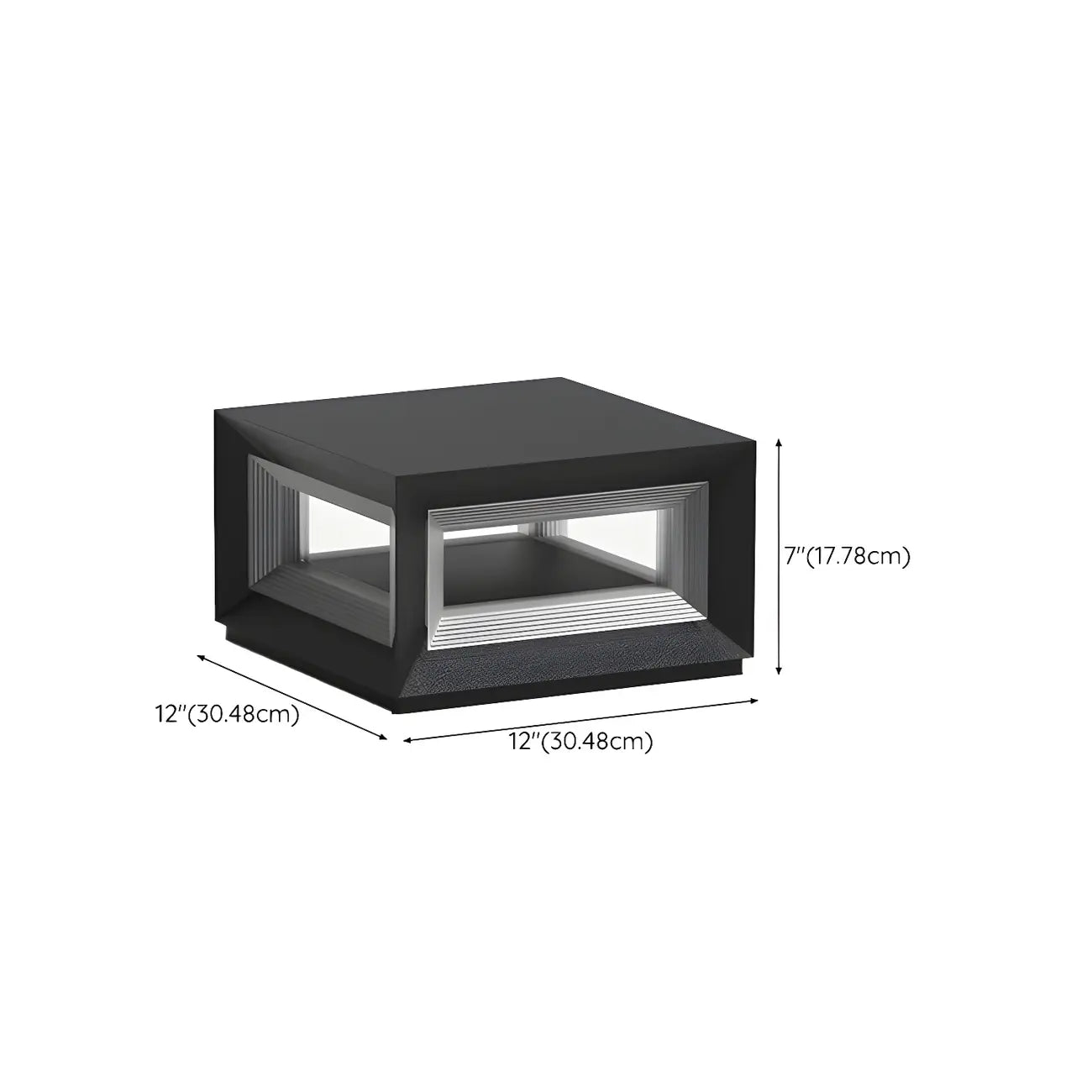 Lampe de plafond cubique d'ambiance en métal noir et verre transparent