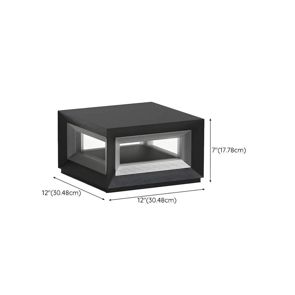 Lampe de plafond cubique d'ambiance en métal noir et verre transparent