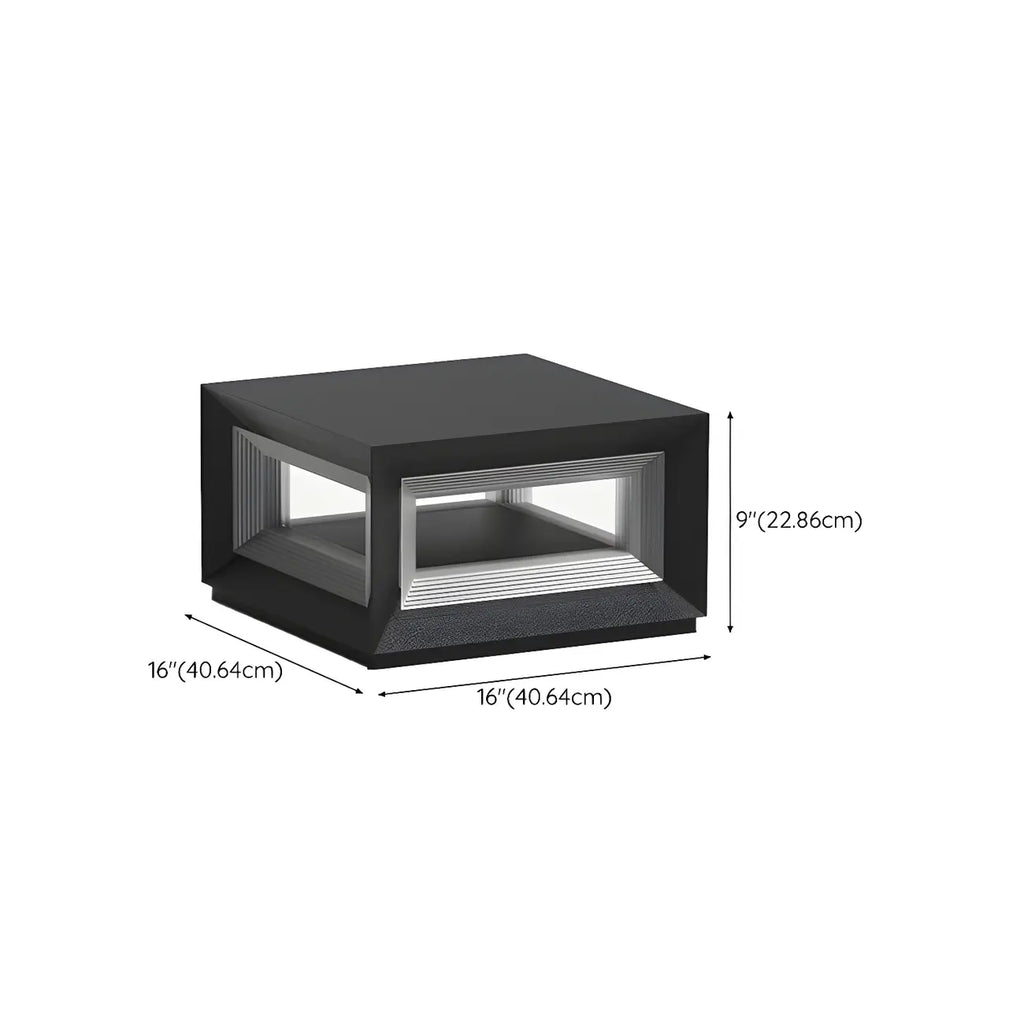 Lampe de plafond cubique d'ambiance en métal noir et verre transparent