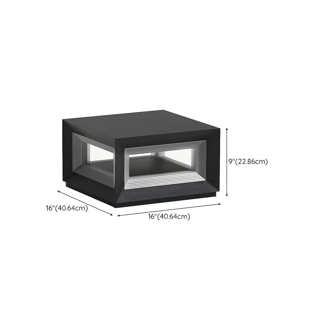 Lampe de plafond cubique d'ambiance en métal noir et verre transparent