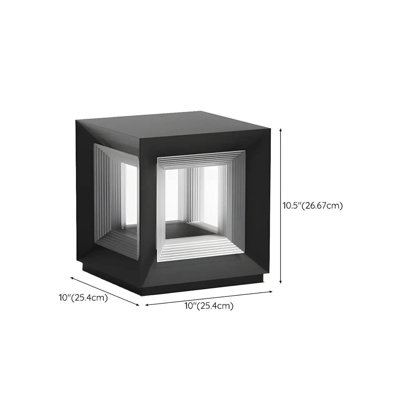 Lampe de plafond cubique d'ambiance en métal noir et verre transparent