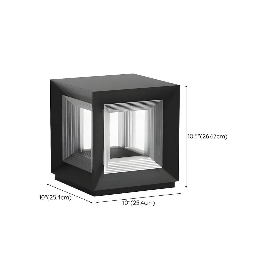 Lampe de plafond cubique d'ambiance en métal noir et verre transparent