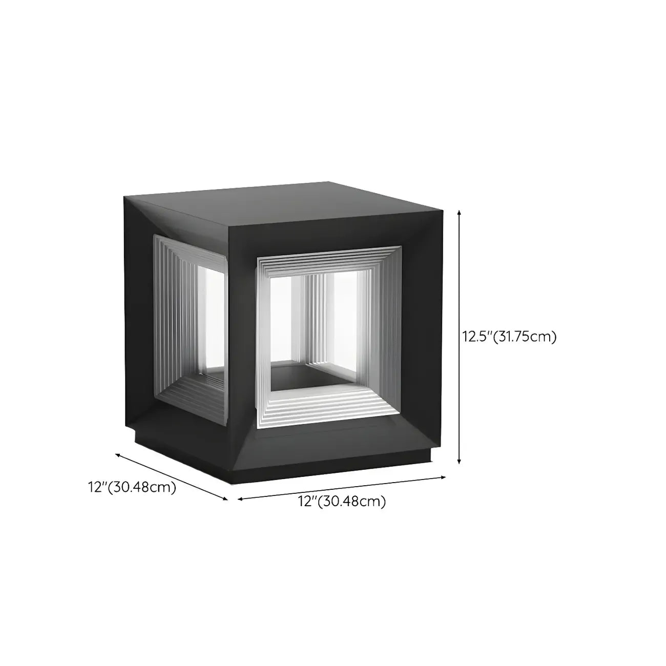 Lampe de plafond cubique d'ambiance en métal noir et verre transparent