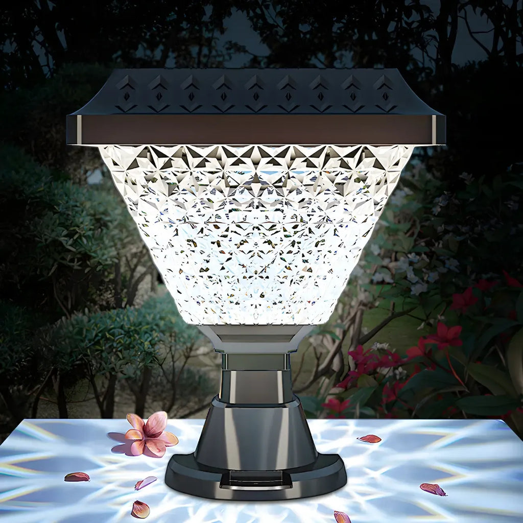 Lampes solaires d'extérieur hexagonales à facettes en plastique noir