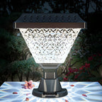 Lampes solaires d'extérieur hexagonales à facettes en plastique noir