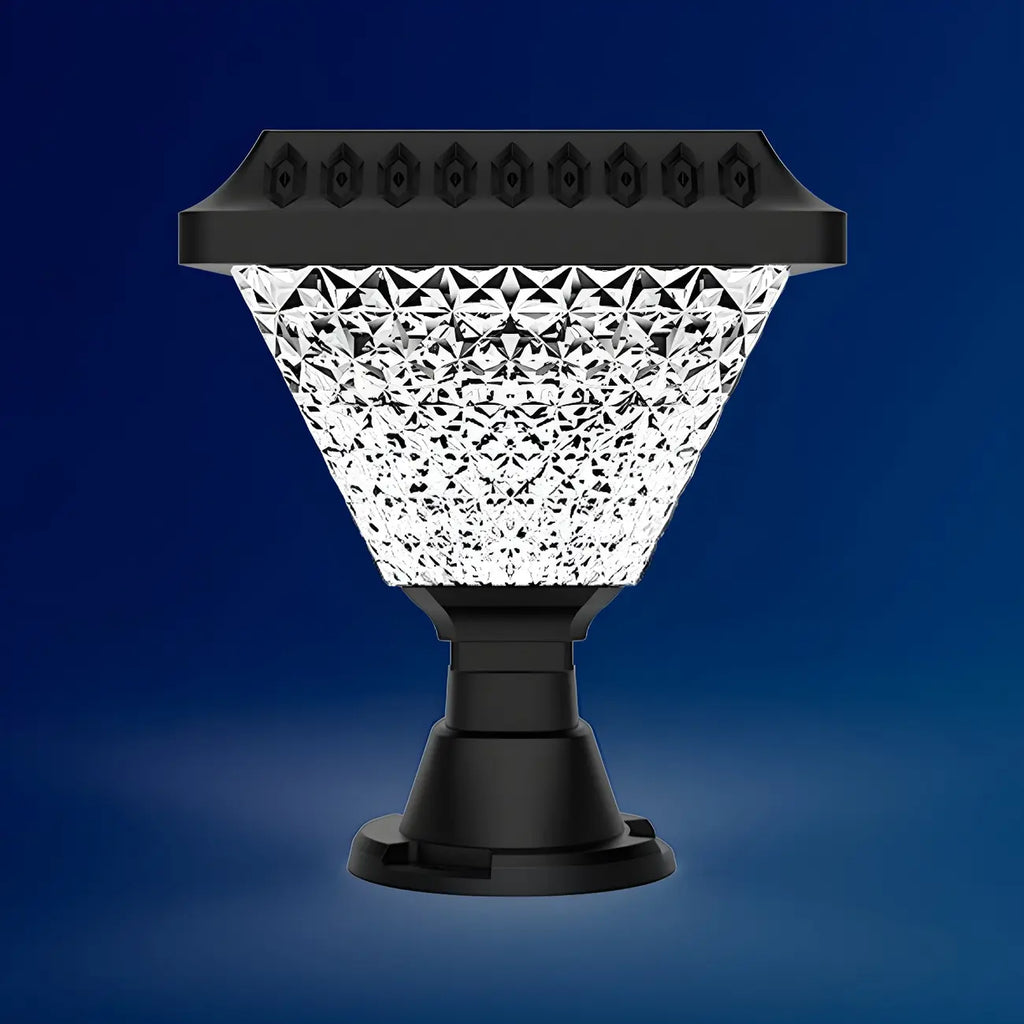 Lampes solaires d'extérieur hexagonales à facettes en plastique noir