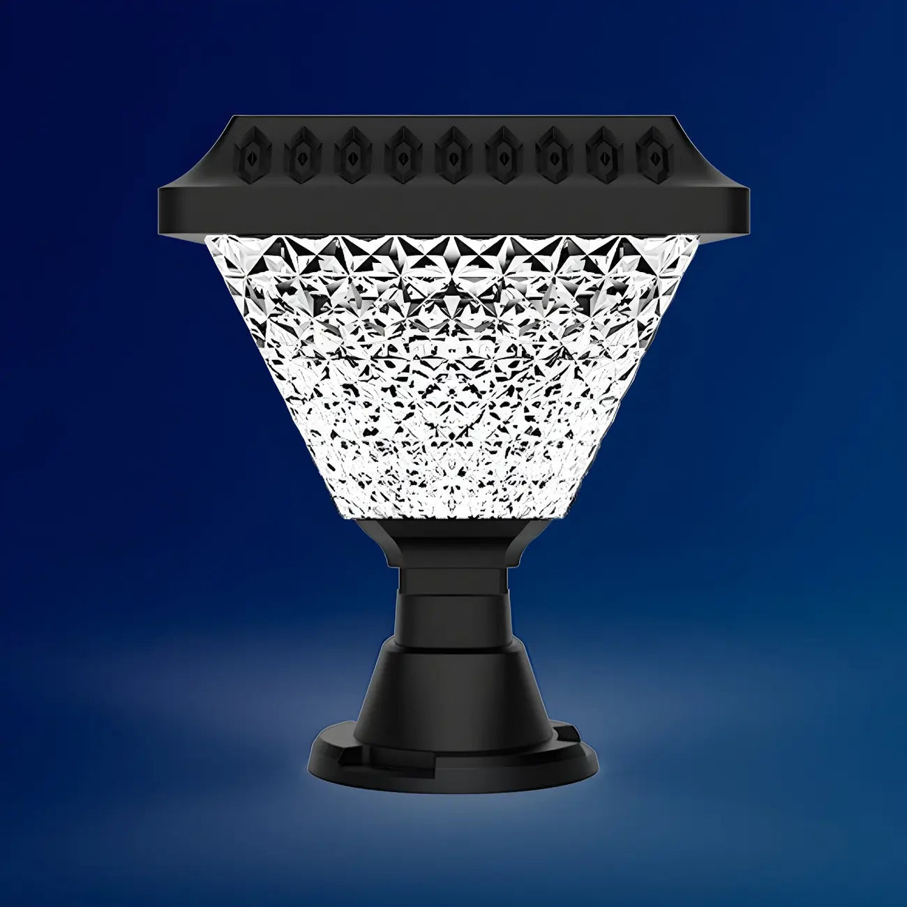 Lampes solaires d'extérieur hexagonales à facettes en plastique noir