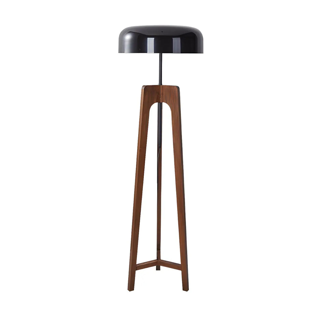 Lampadaire trépied en bois à dôme moderne avec prise pour salon