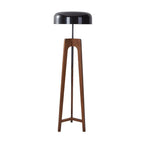 Lampadaire trépied en bois à dôme moderne avec prise pour salon