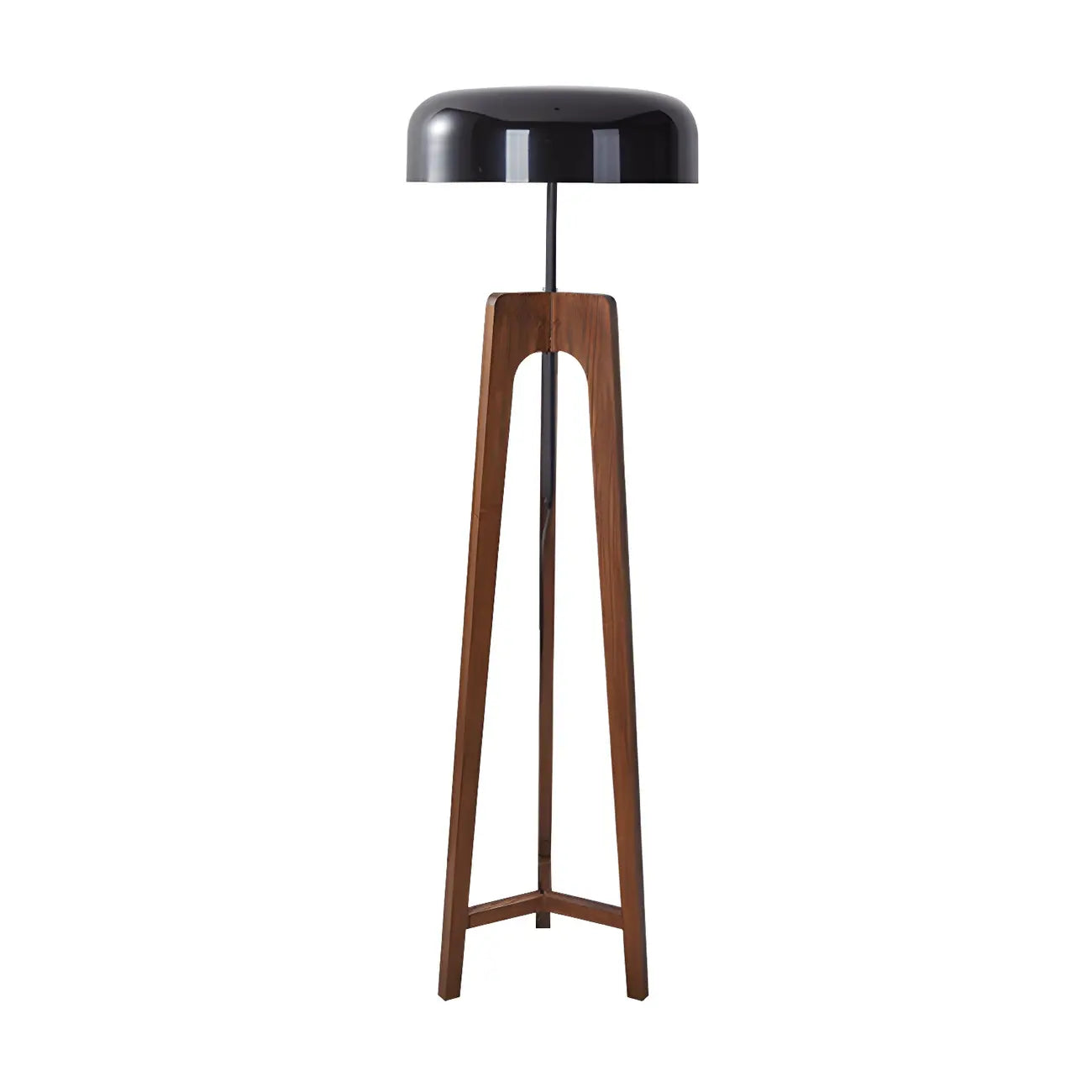 Lampadaire trépied en bois à dôme moderne avec prise pour salon