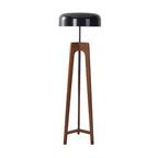 Lampadaire trépied en bois à dôme moderne avec prise pour salon