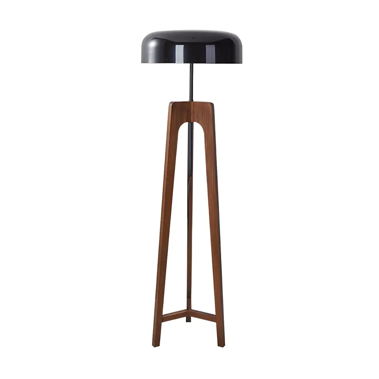 Lampadaire trépied en bois à dôme moderne avec prise pour salon