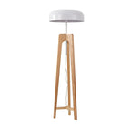 Lampadaire trépied en bois à dôme moderne avec prise pour salon