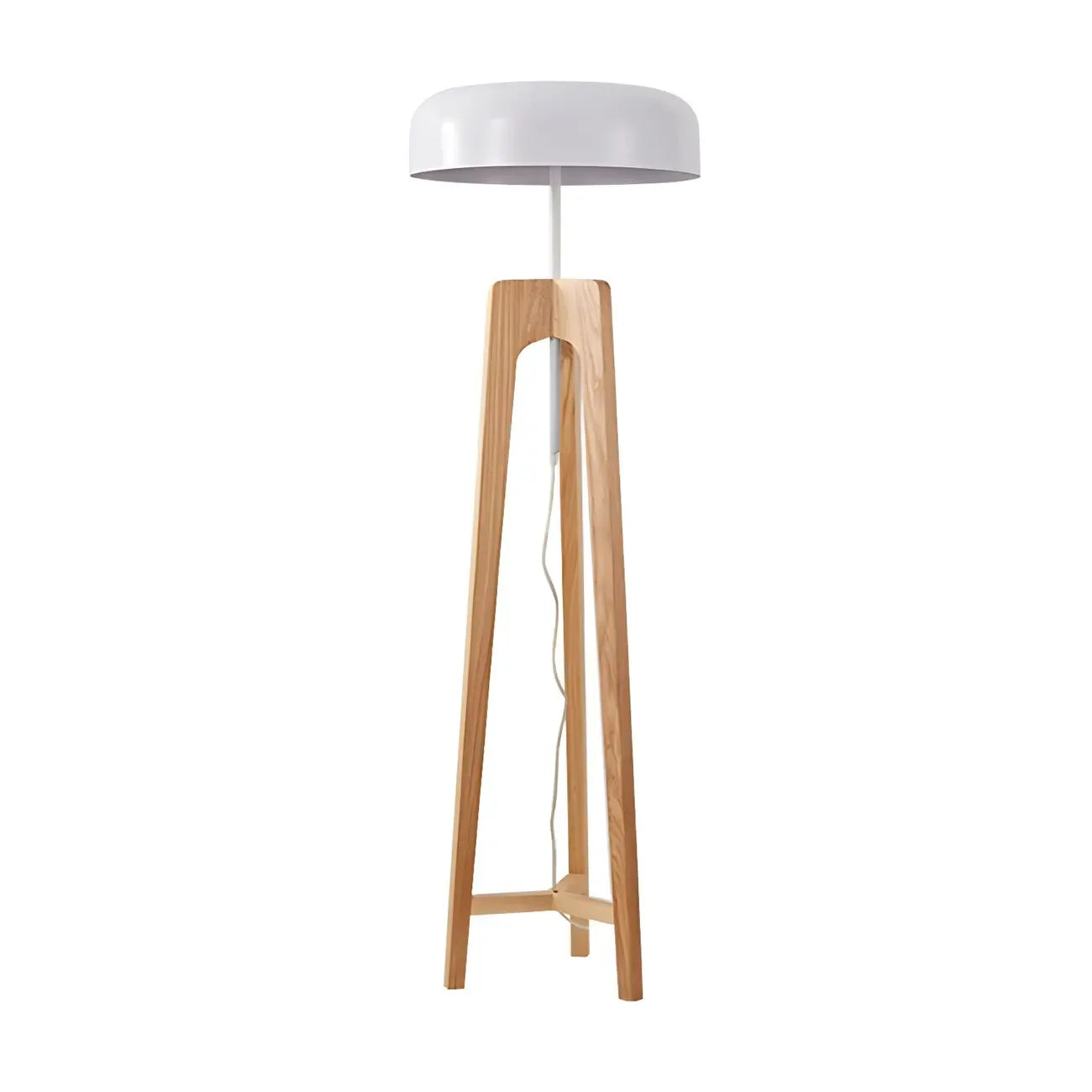 Lampadaire trépied en bois à dôme moderne avec prise pour salon
