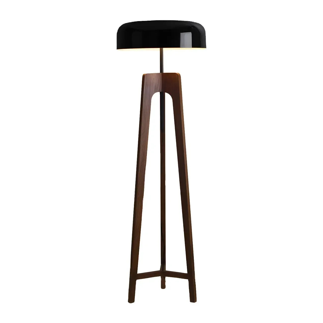 Lampadaire trépied en bois à dôme moderne avec prise pour salon