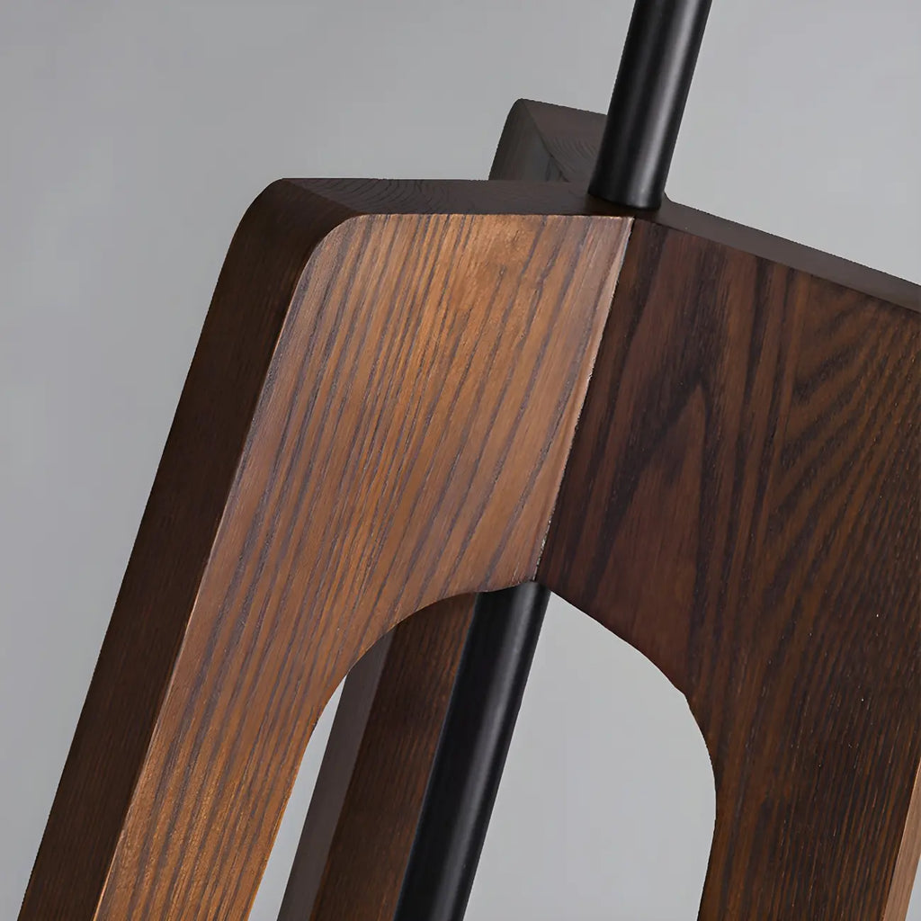 Lampadaire trépied en bois à dôme moderne avec prise pour salon