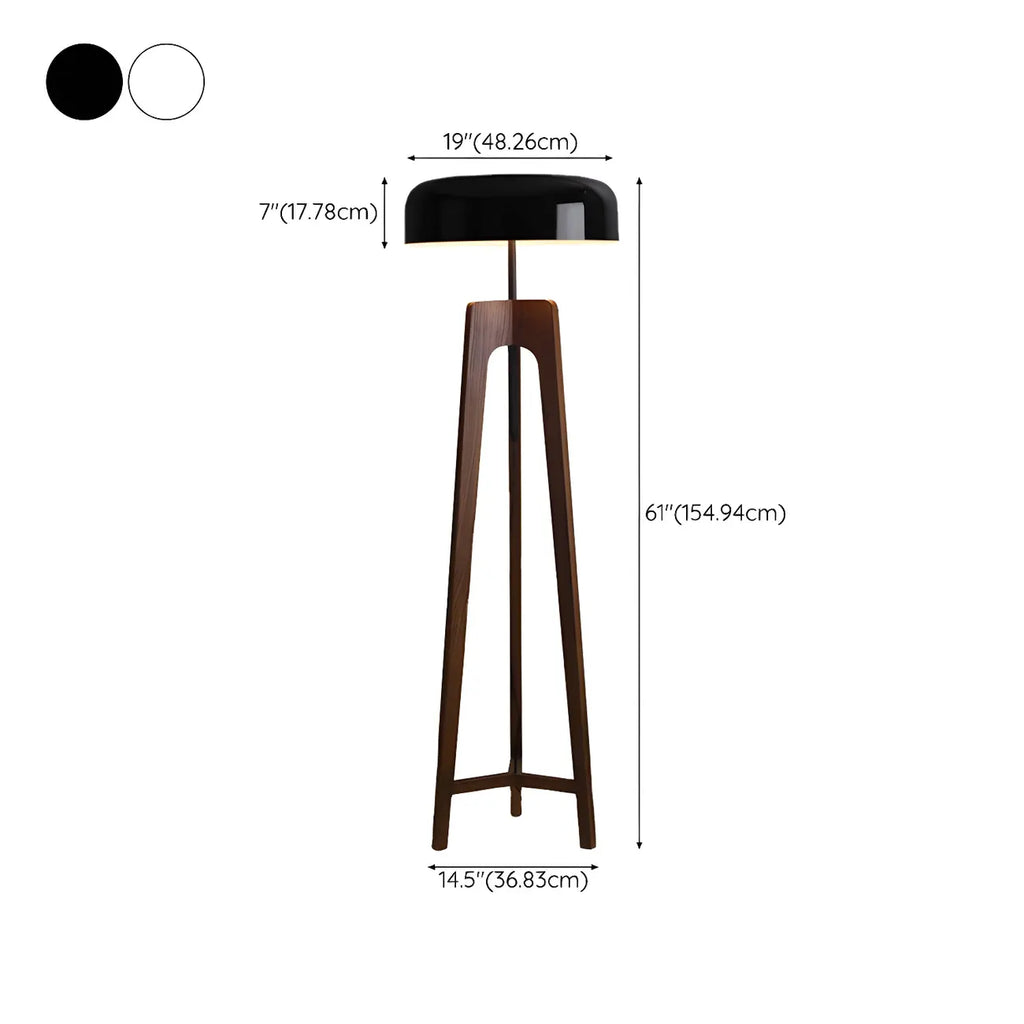 Lampadaire trépied en bois à dôme moderne avec prise pour salon